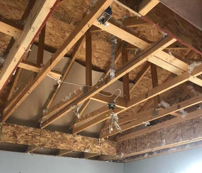 ceiling removed because of water damage